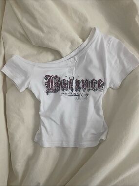 White 'Balance' Graphic Kids Tee